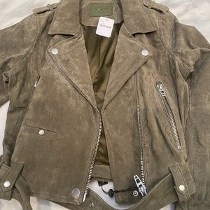 Blank NYC suede green moto jacket with tags size L